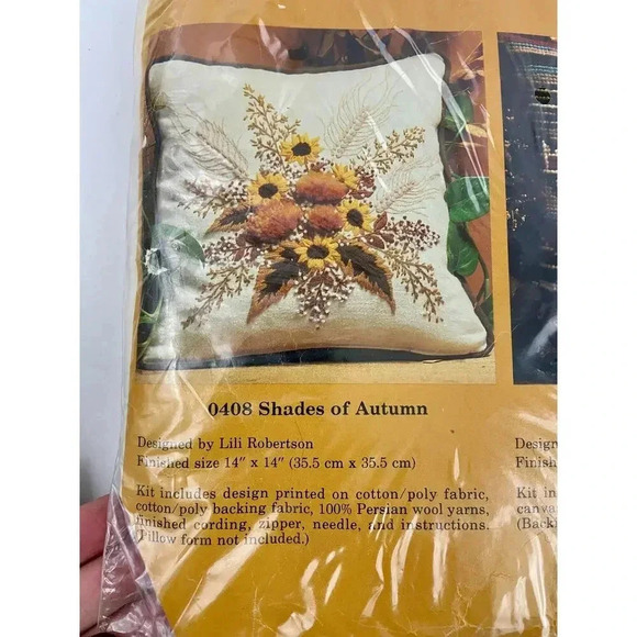 VTG Shades of Autumn Pillow Cover Needlecraft Kit 408 NEW 1982 Creative Circle - Picture 9 of 9